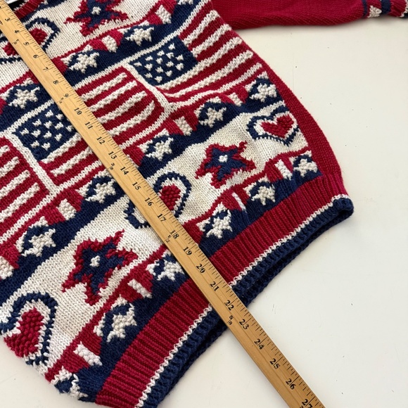 Talbots Patriotic USA Heavy Ramie Knit Crew Neck Pullover Sweater Womens Small - Picture 7 of 7